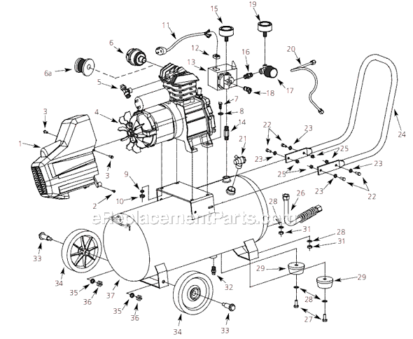 Page A Diagram and Parts List for HL4101 2006 Campbell Hausfeld Compressor